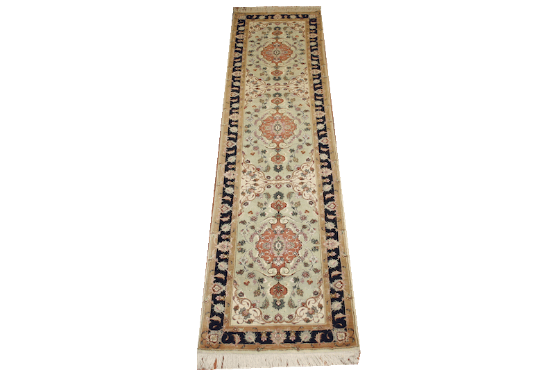 Tabriz #1804 11.9 x 2.7ft. light green B6